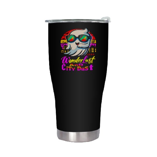 Halloween Ghost with Wanderlust avoiding City Dust Stainless Steel Tumblers