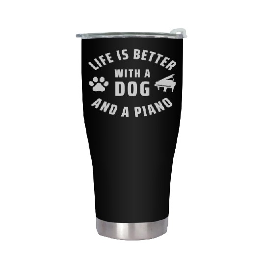 Piano Player And Dog Lover Stainless Steel Tumblers
