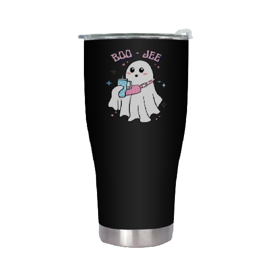 BOO-JEE Spooky Cute Ghost Halloween Costume Design Stainless Steel Tumblers