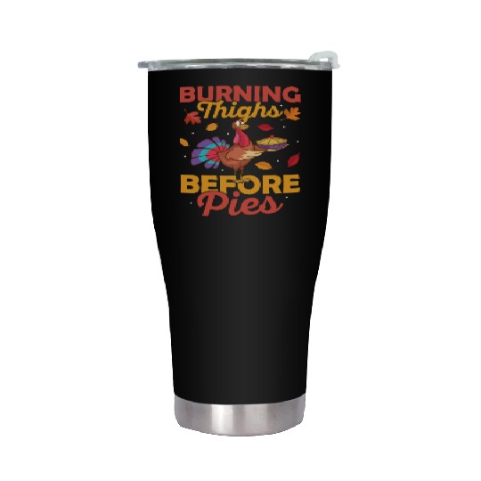 Burning Thighs Before Pies Fitness Thanksgiving Stainless Steel Tumblers