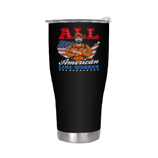 Lineman Pole All American Line Worker Stainless Steel Tumblers