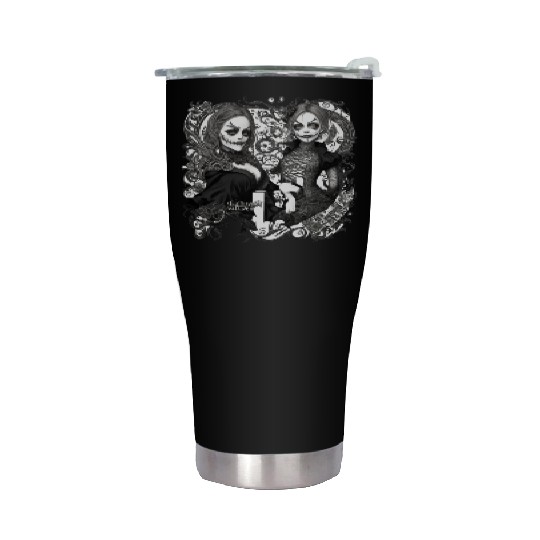 Young witch and pumpkin Halloween 2 Stainless Steel Tumblers