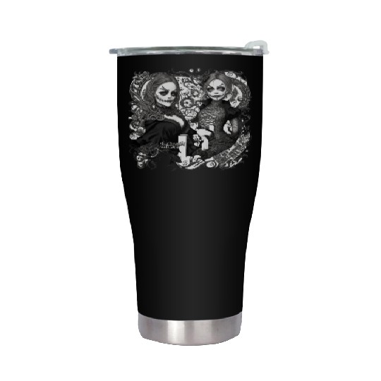 Young witch and pumpkin Halloween 2 Stainless Steel Tumblers