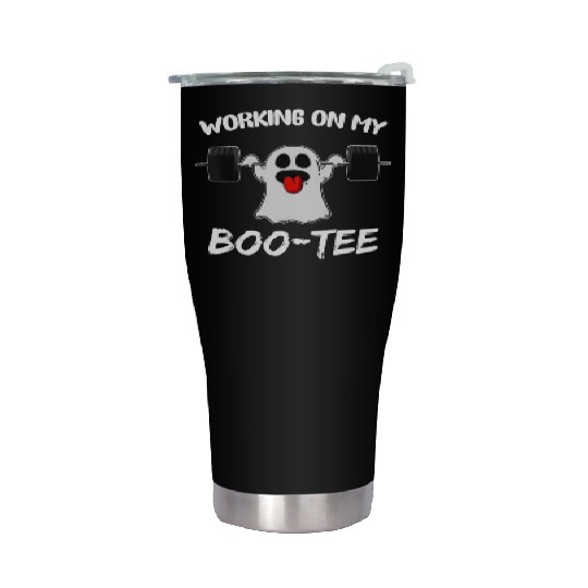 Working On My Boo Stainless Steel Tumblers Ghost Workout Gym Halloween