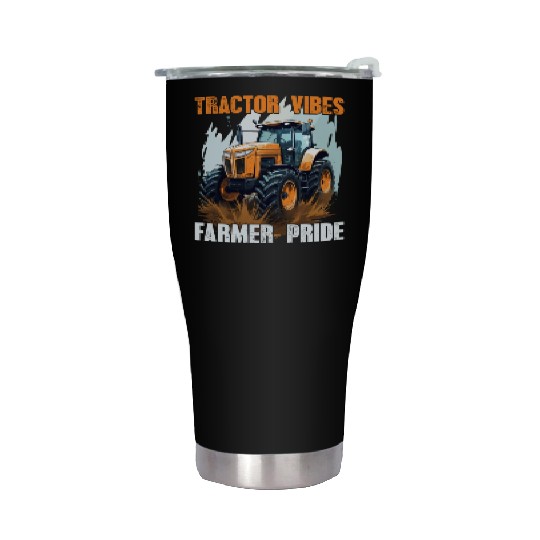 Tractor Vibes Farmer Pride Agriculture Gift Stainless Steel Tumblers