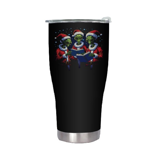 Alien Christmas Carolers Stainless Steel Tumblers