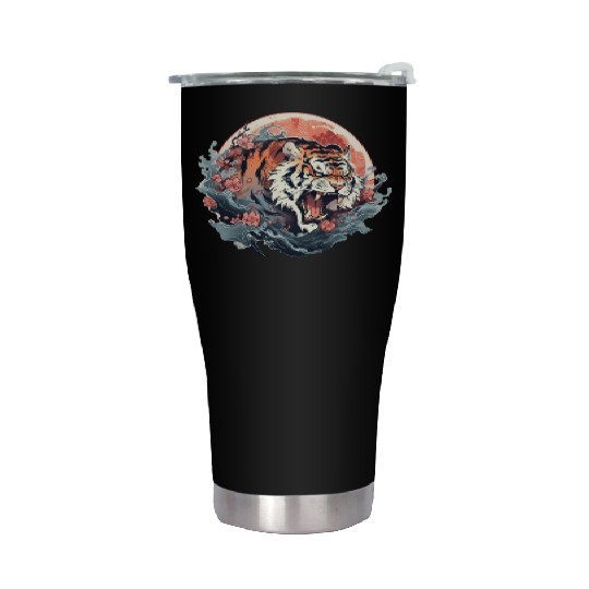 Tokyo Asia 80s Japanese Retro Tiger Stainless Steel Tumblers