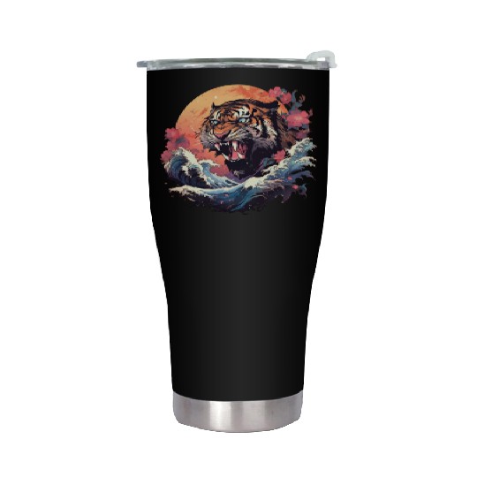 Tokyo Asia 80s Japanese Retro Tiger Stainless Steel Tumblers