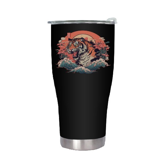 Tokyo Asia 80s Japanese Retro Tiger Stainless Steel Tumblers