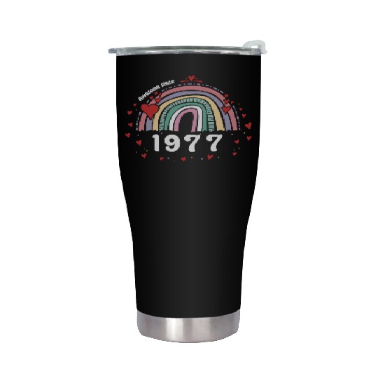 Cute Rainbow Awesome 1977 - 46th Birthday w/ Stainless Steel Tumblers