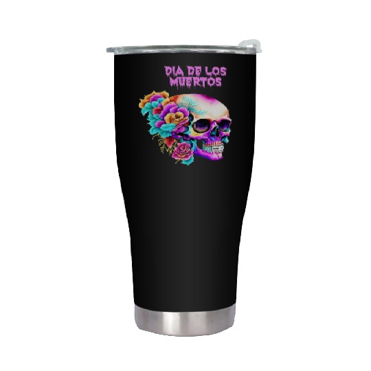 Vintage Dia de los Muertos Art Design Sugar Skull Stainless Steel Tumblers