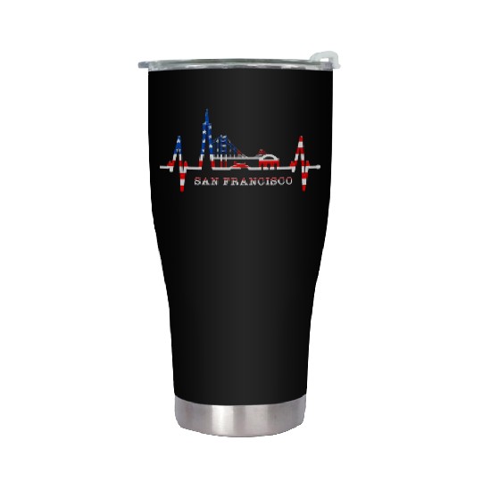 San Francisco Skyline Heartbeat California Lover Stainless Steel Tumblers