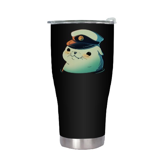 Seal Sailor Cap Boat Captain Cap Boating Seal Stainless Steel Tumblers