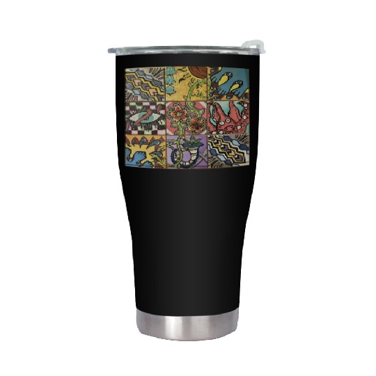 Hand painted wooden squares art by KateToxin Stainless Steel Tumblers