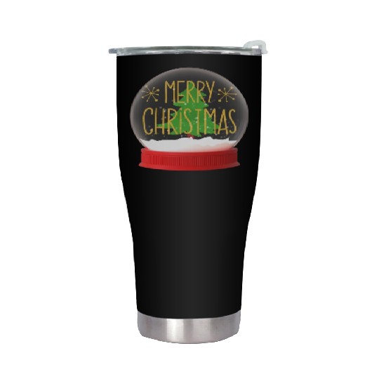 Merry Christmas Snow Globe Stainless Steel Tumblers