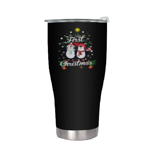 Penguins First Christmas Newborn Stainless Steel Tumblers