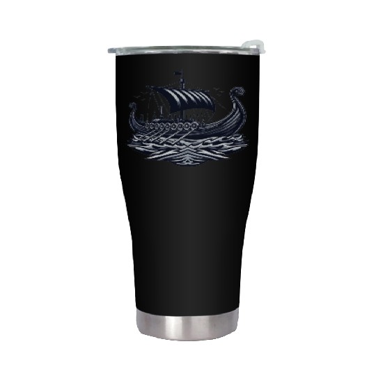 Viking Raiders: Norse Seafaring Art Stainless Steel Tumblers