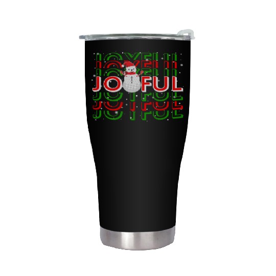 Golf Christmas Snowman Joyful Golf Lover Stainless Steel Tumblers