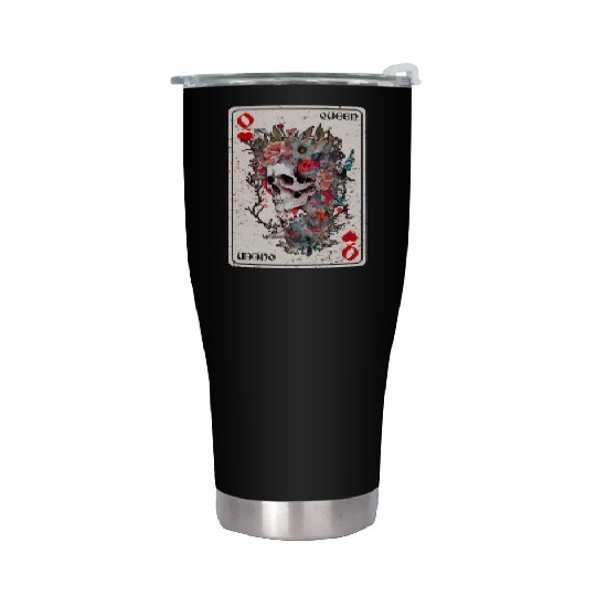 Queen of Hearts Card Game Horror Heart Queen Stainless Steel Tumblers