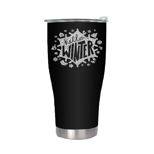 Abstract Winter Snowflakes" Stainless Steel Tumblers