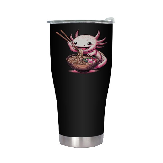 Axolotl Eating Ramen Noodles Anime Stainless Steel Tumblers