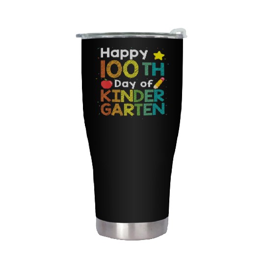 Cute 100 Days Of Kindergarten Teacher Colorful Stainless Steel Tumblers