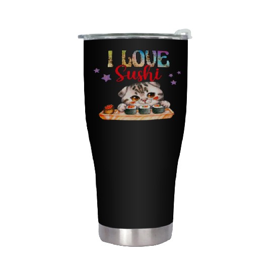 I love Sushi - Cat sushi Stainless Steel Tumblers