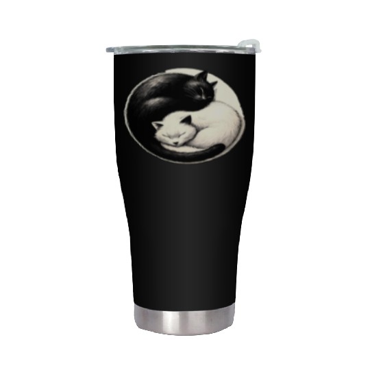 Yin and yang cats sleeping Stainless Steel Tumblers