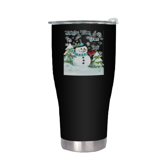 Funny Cranky Snowman Stainless Steel Tumblers