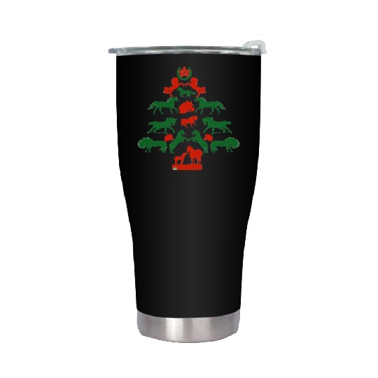 Horse Christmas Tree in Red and Green Stainless Steel Tumblers