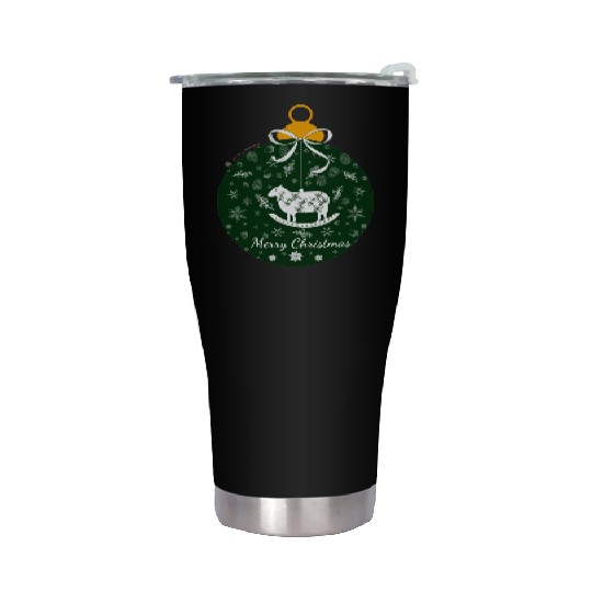 Green Lamb Christmas Ornament Stainless Steel Tumblers