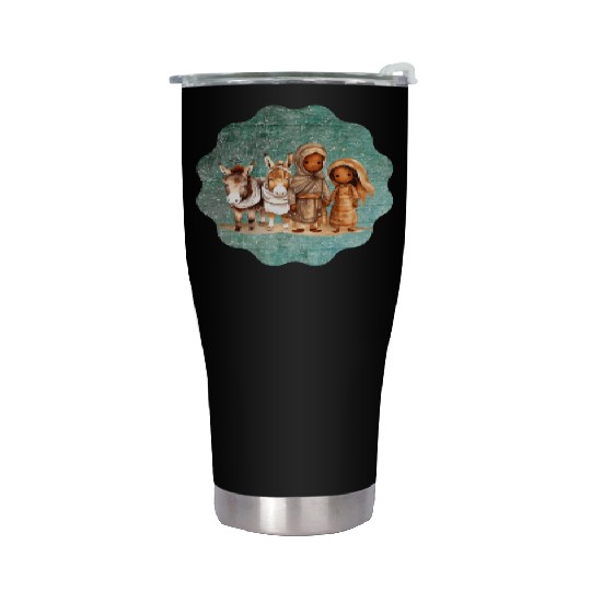 Christmas Nativity Scene Shepherds and Sheep Stainless Steel Tumblers