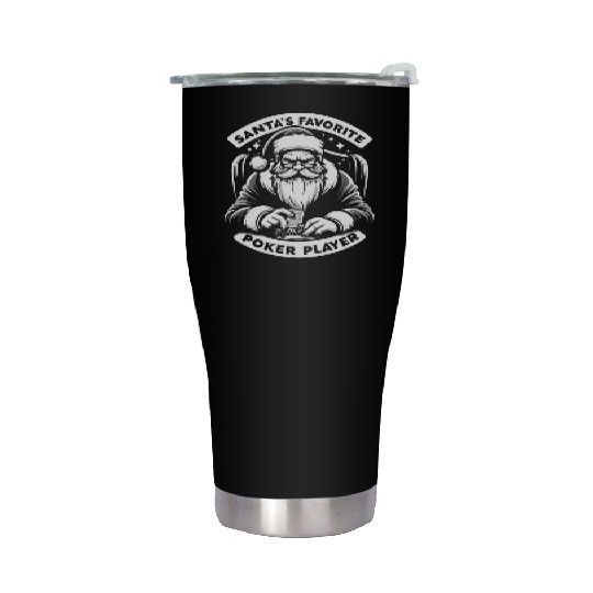 Xmas Santa Claus Poker Player Stainless Steel Tumblers