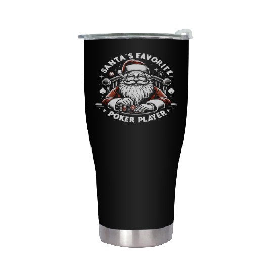 Xmas Santa Claus Poker Player Stainless Steel Tumblers