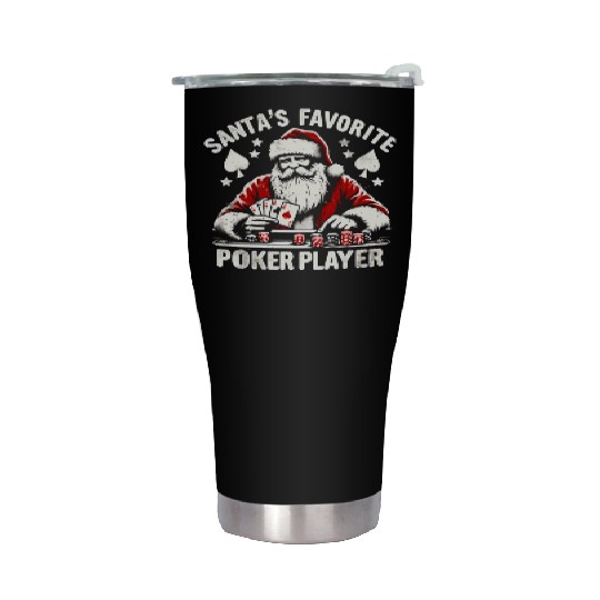Xmas Santa Claus Poker Player Stainless Steel Tumblers