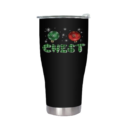 Chest Nuts Christmas Couple Funny Matching Stainless Steel Tumblers
