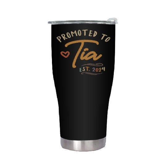 Promoted To Tia Established 2024 Funny Aunt Stainless Steel Tumblers