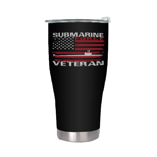 Submarine Force Veteran Usa Flag White Stars Stainless Steel Tumblers