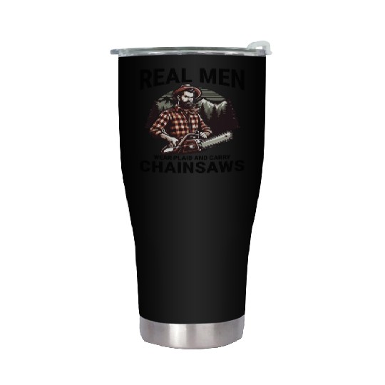 Lumberjack Woodworker Woodcutter Chainsaw Arborist Stainless Steel Tumblers