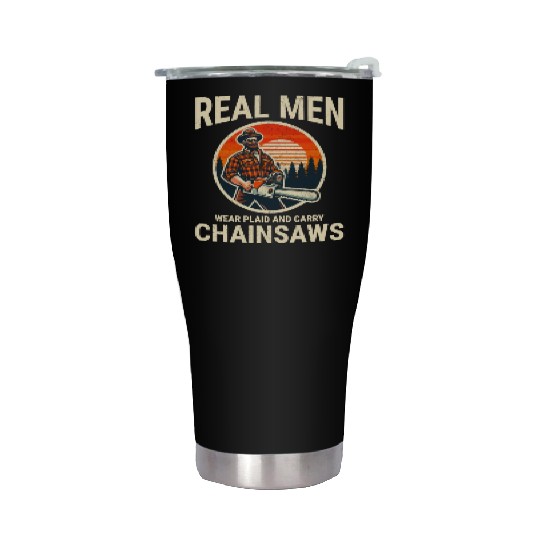 Lumberjack Woodworker Woodcutter Chainsaw Arborist Stainless Steel Tumblers