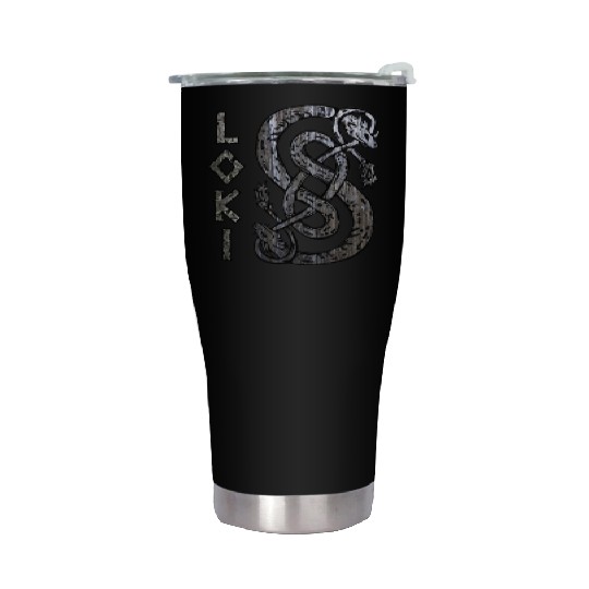 Loki's Symbol The Serpent Stainless Steel Tumblers Thor Mjolnir Valknut