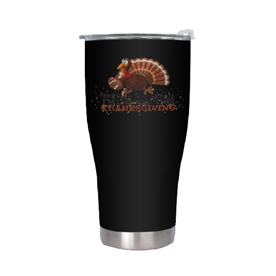 Football and turkey thanksgiving tees Stainless Steel Tumblers