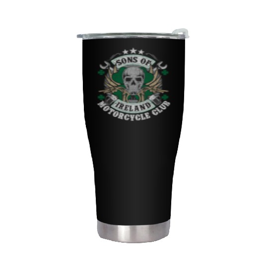 Motorcycle Sons Of Ireland Club Biker Distressed Stainless Steel Tumblers