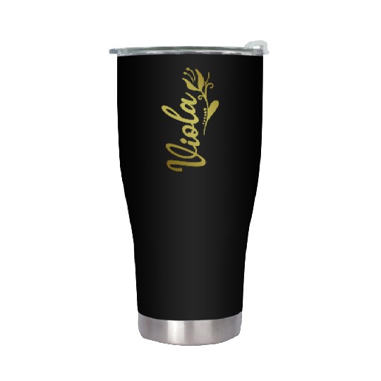 Viola Name Faux Gold Tulip Flourish Stainless Steel Tumblers