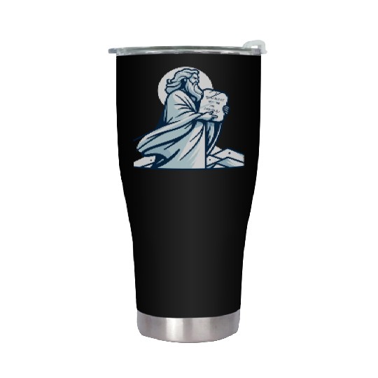 Thou shalt not be an asshole funny Moses design Stainless Steel Tumblers