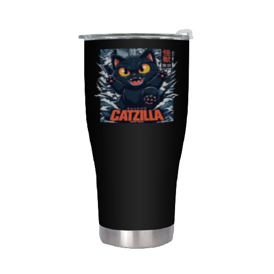 Kaiju Catzilla in Japan Tokyo Stainless Steel Tumblers