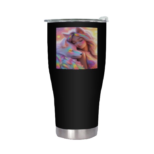 Rainbow Friends - White Wolf and Girl Stainless Steel Tumblers
