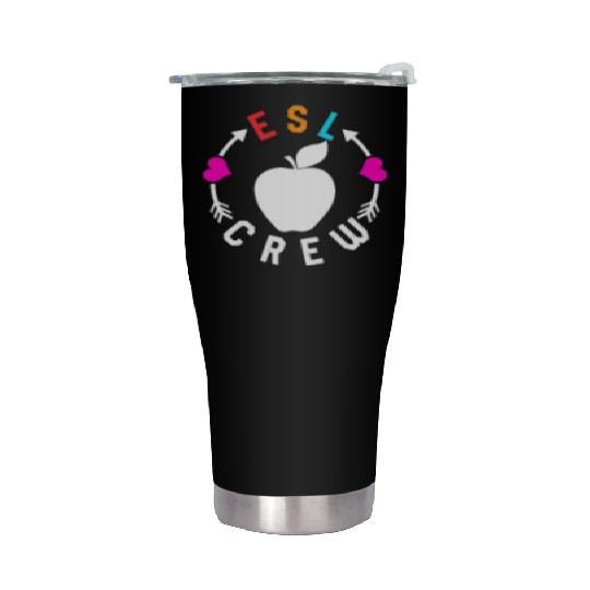 Teacher Stainless Steel Tumblers, ESL Crew Cute Apple Pocket Stainless Steel Tumblers,
