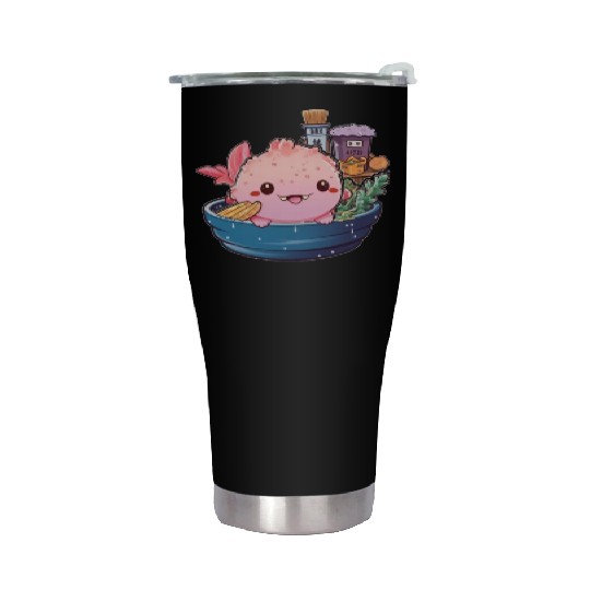 Axolotl Ramen Anime Kawaii Japanese Noodles Girls Stainless Steel Tumblers