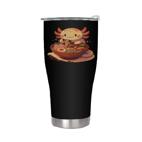 But First Ramen Sweet Axolotl Eats Ramen Stainless Steel Tumblers